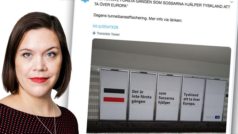 Sverigedemokraterna är desperata inför EU-valet. De tar till precis vilka metoder som helst. Men de får inte komma undan med detta. Därför är det allra bäst för alla oss som reagerar att låta deras affischer vara, skriver Lina Stenberg, ledarskribent, Arbetet.