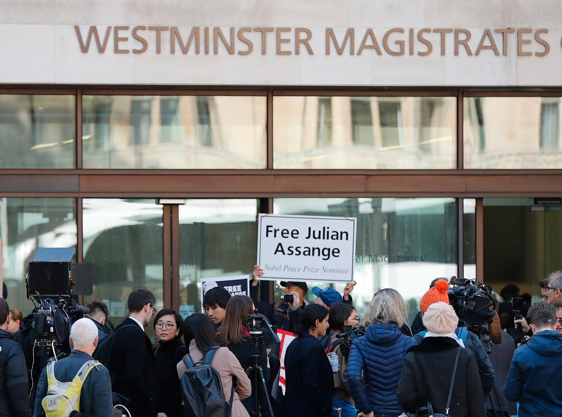 Rättsprocessen om USA:s begäran om att Julian Assange ska utlämnas inleddes under torsdagen i London. Arkivbild.
