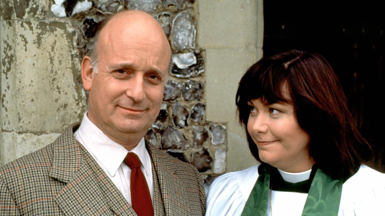 Gary Waldhorn och Dawn French i brittiska tv-serien ”Ett herrans liv” (”The vicar of Dipley” i original).