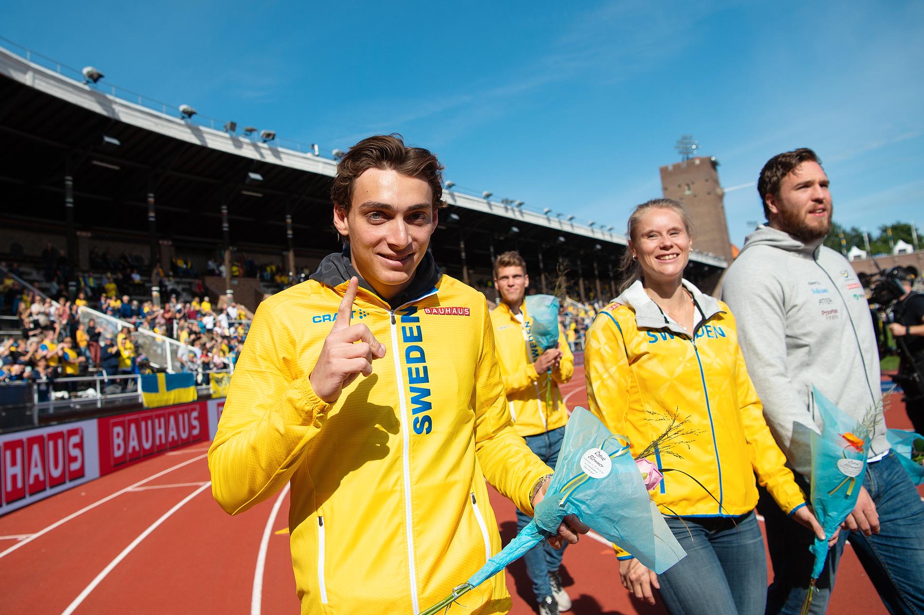 Armand Duplantis var på plats på Stockholm Stadion och hyllades för OS-guldet men deltog aldrig i Finnkampen.