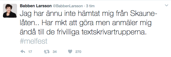 Barbro ”Babben” Larsson vill hjälpa Melodifestivalen med bättre texter framöver.