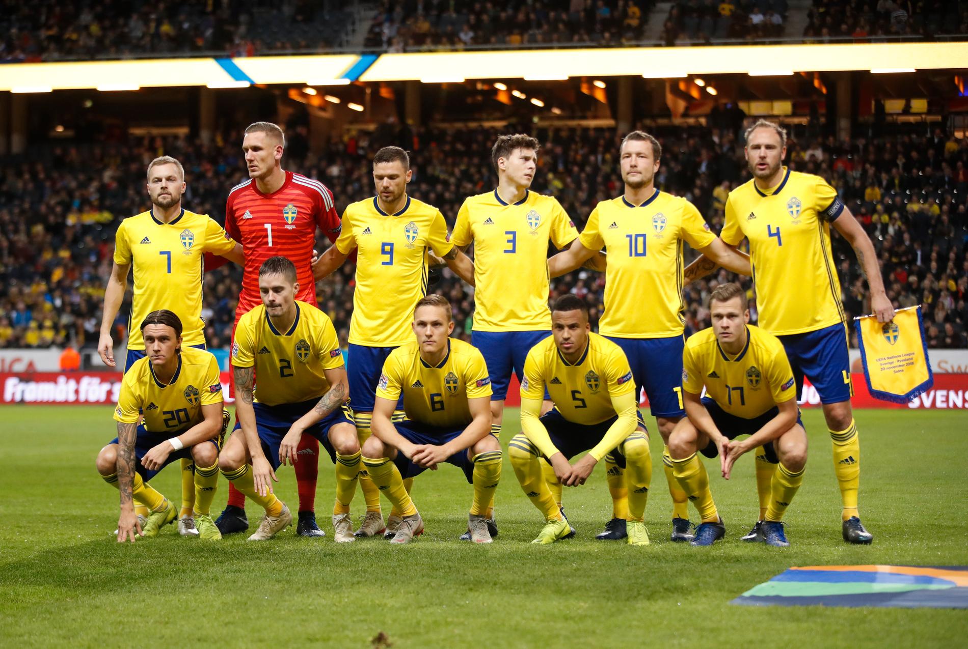 Sveriges startelva mot Ryssland.