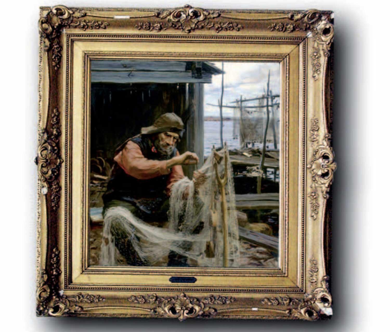 ”Norsk fiskare”, en av de två Edelfelt-tavlor som mannen erkänt att han har förfalskat.