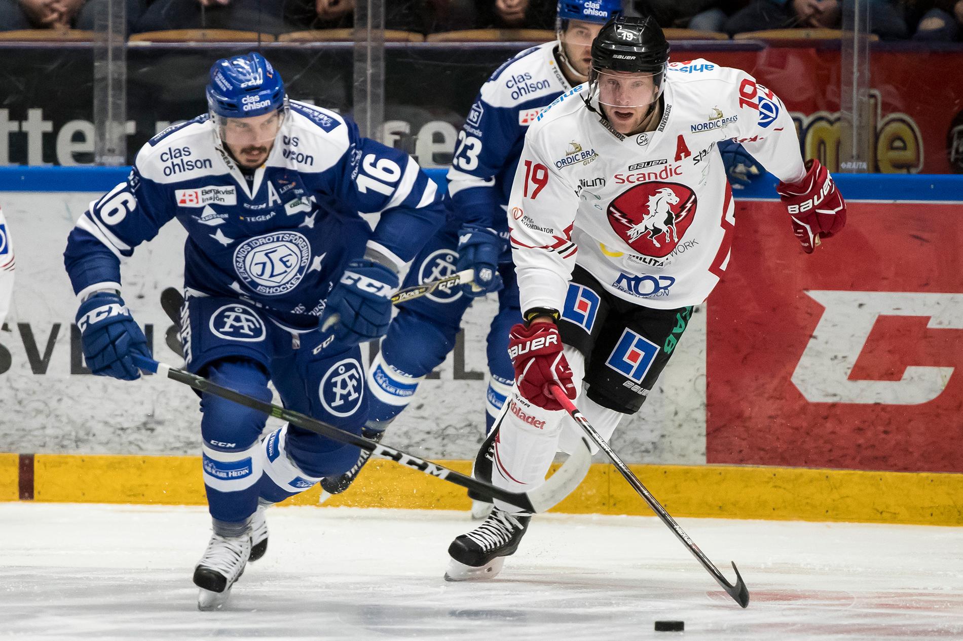 Simon Mitman i Vita Hästen-dressen i Hockeyallsvenskan.