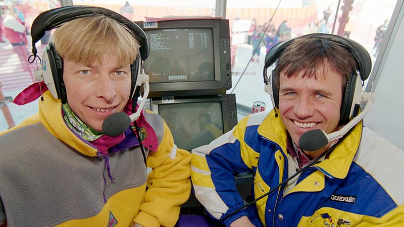Mats Dahlberg tillsammans med parhästen Torgny Svensson på världscupen i Åre 1993.