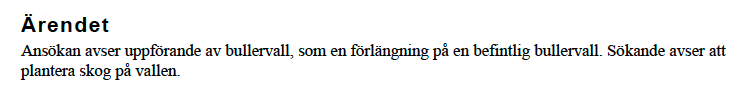 Faksimil från Stenungsunds marklov i mars 2023, som ger företagsparken rätt att uppföra en bullervall.