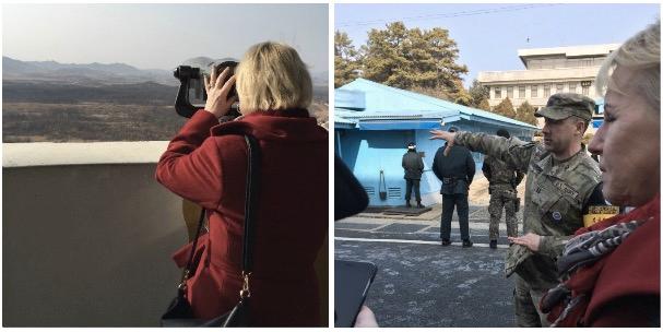 Utrikesminister Margot Wallström (S) har i dag besökt den svenska truppen på gränsen mellan Sydkorea och Nordkorea.