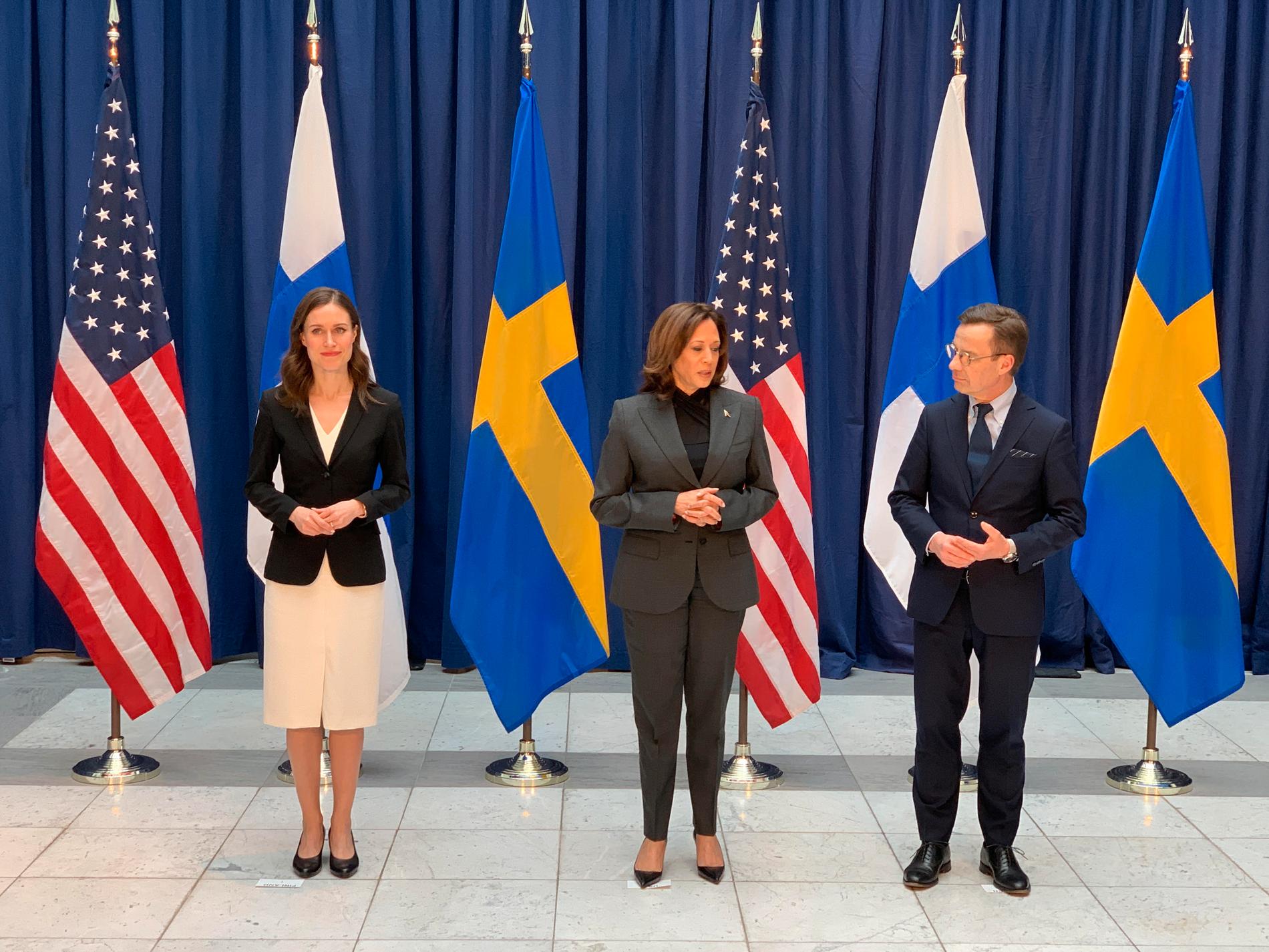 Sverige och Finland tackar Harris för USA-stöd