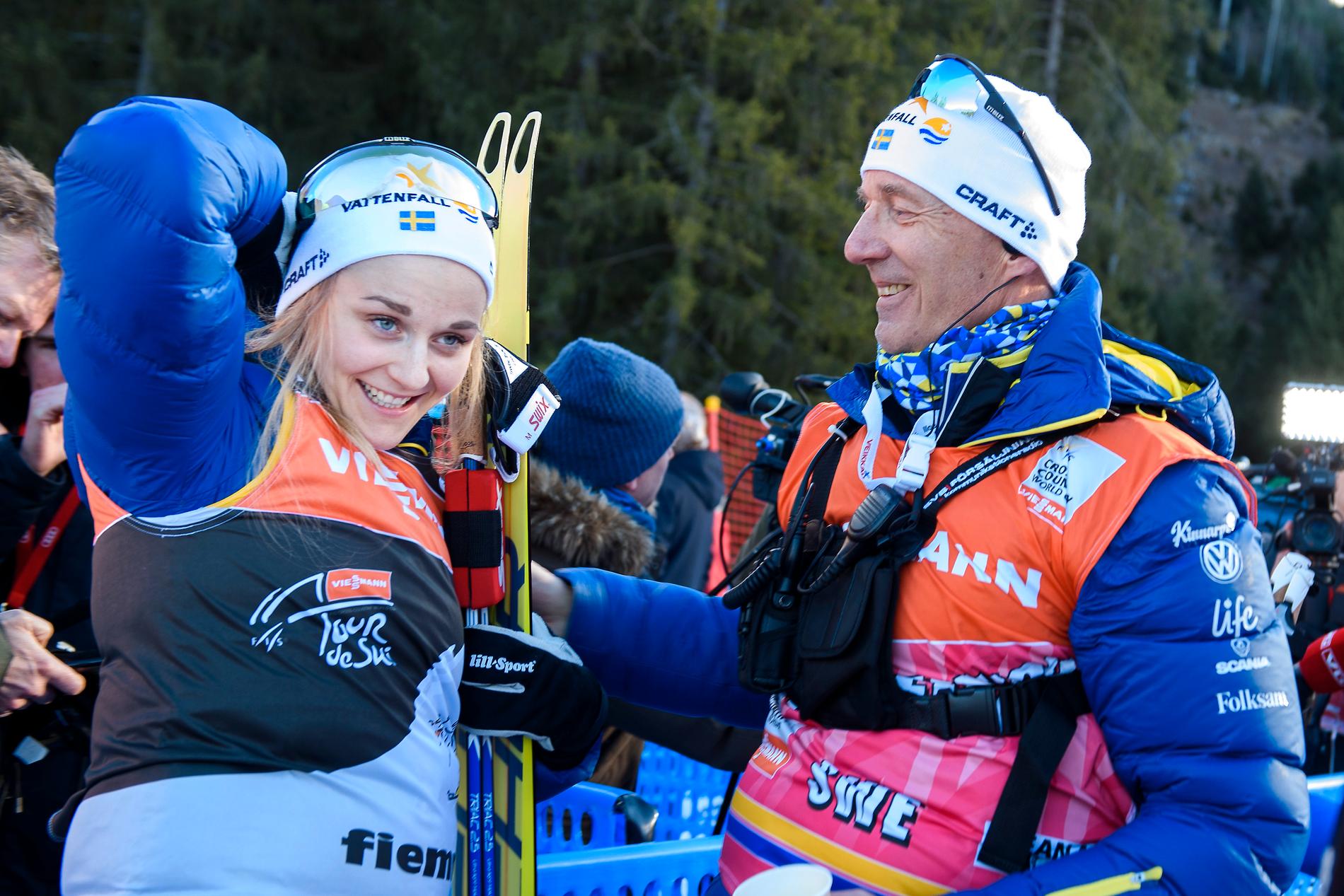 Stina Nilsson och tränaren Ole Morten Iversen.