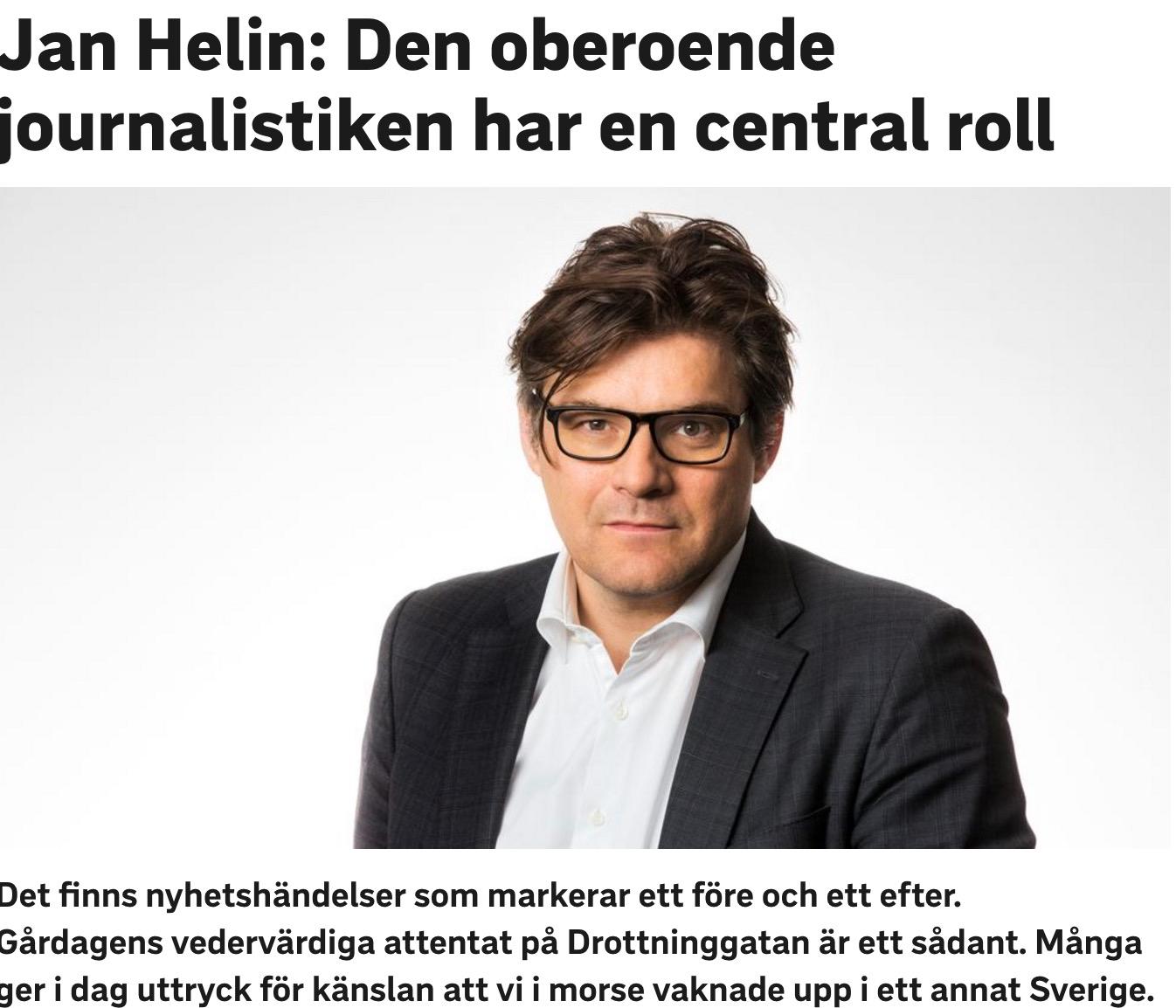 Jan Helin, SVT:s programdirektör, försvarar misstag. 