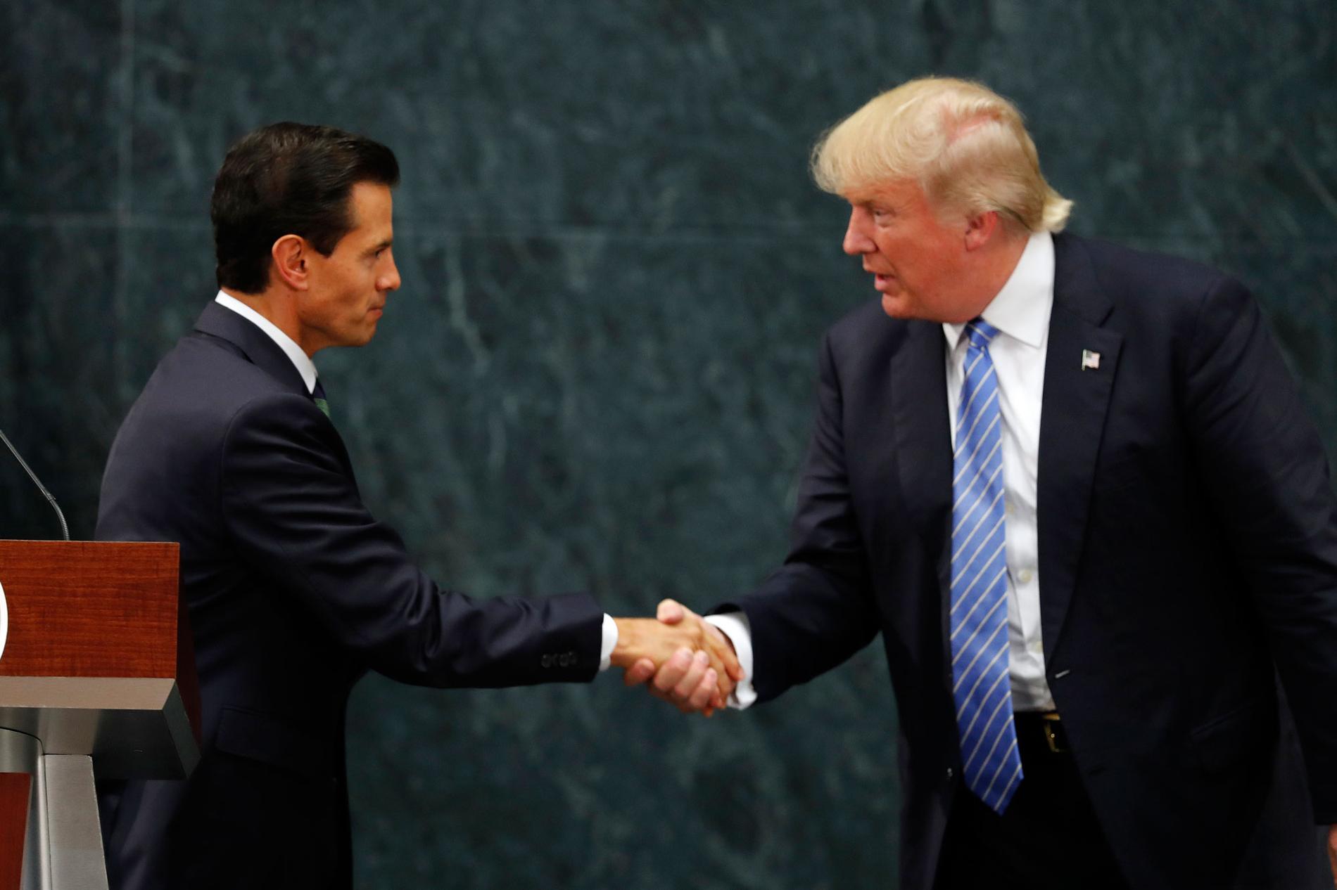 Mexikos president Peña Nieto och den amerikanske presidentkandidaten Donald Trum möttes för samtal i Mexiko under onsdagen.