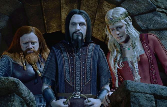 Kostymdrama när det är som bäst Brendan Gleeson som Wiglaf, John Malkovich som Unferth och Robin Wright Penn som drottning Wealthow i filmatiseringen av "Beowulf".