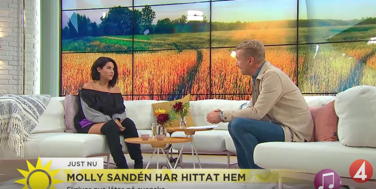 Molly Sandén och Jesper Börjesson i TV4:s Nyhetsmorgon.