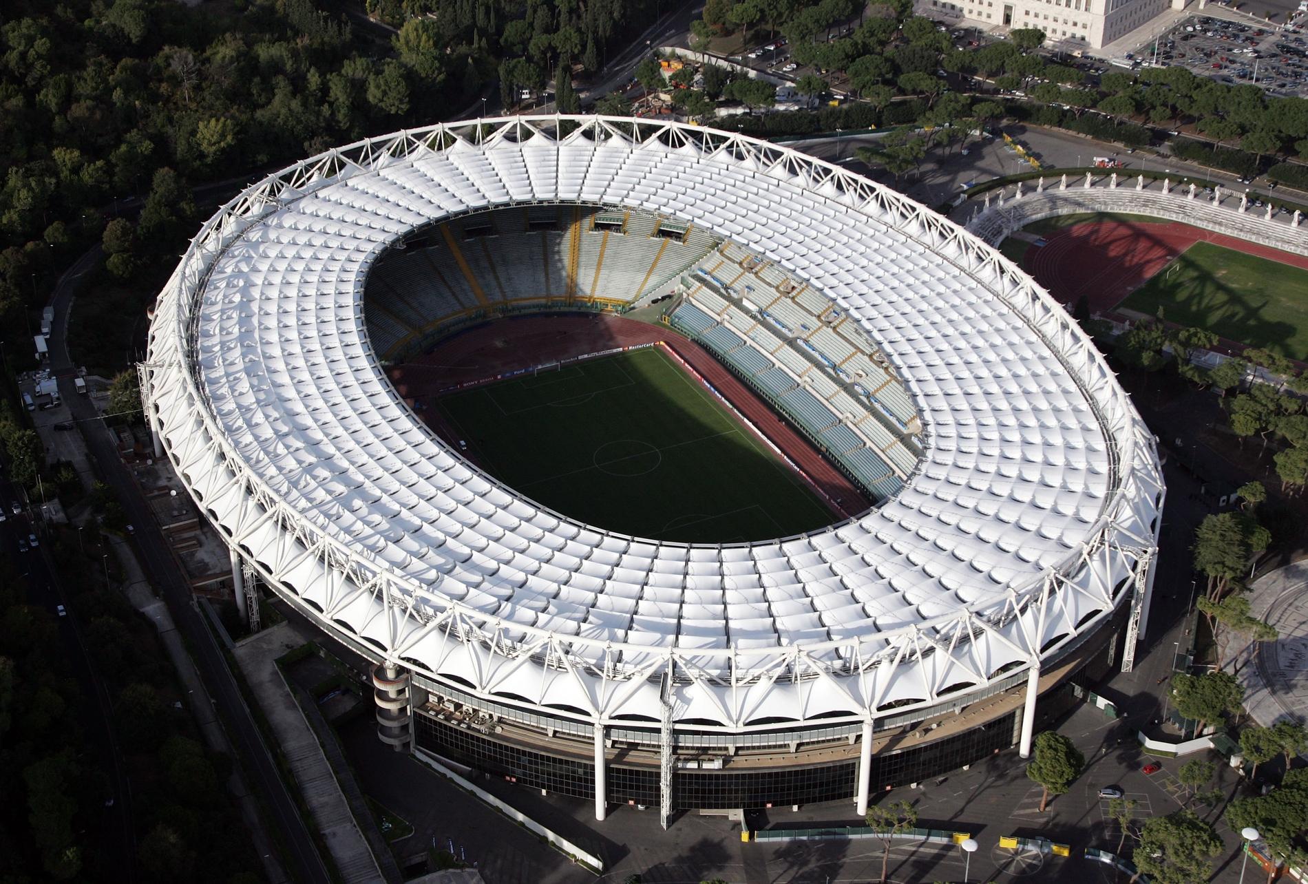 Olympiastadion, Rom. Kapacitet: 68 000. Byggår: 1953.
