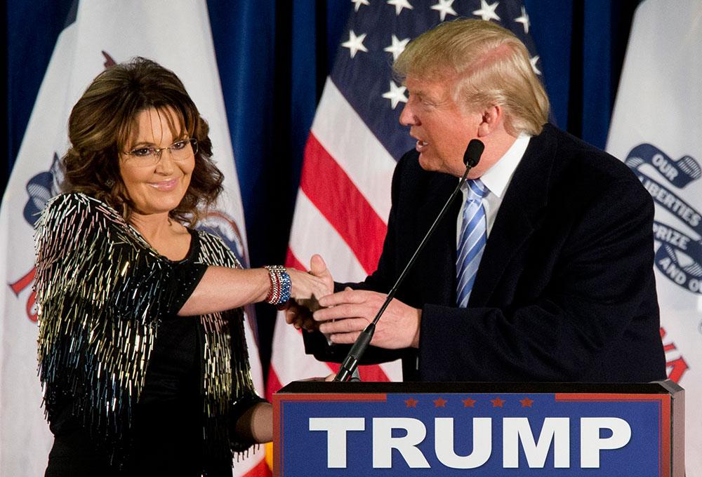 Sarah Palin tillsammans med Donald Trump under valkampanjen.