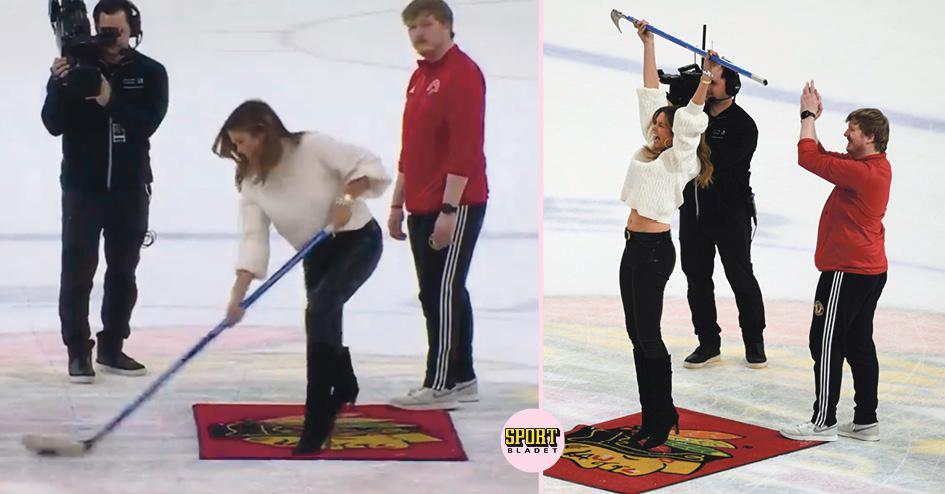 Cindy Crawford excelled with her hockey talent on the ice in Chicago