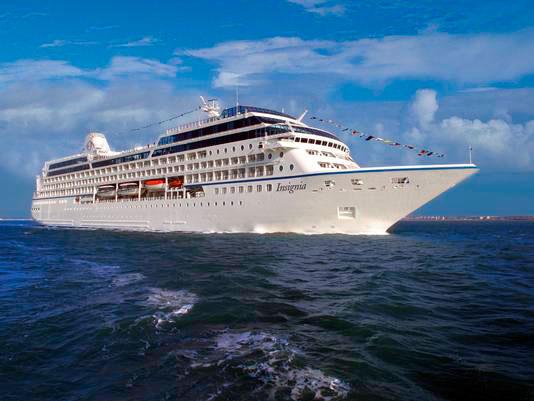 Fartyget Oceania Insignia är 181 meter långt och tar 684 resenärer.
