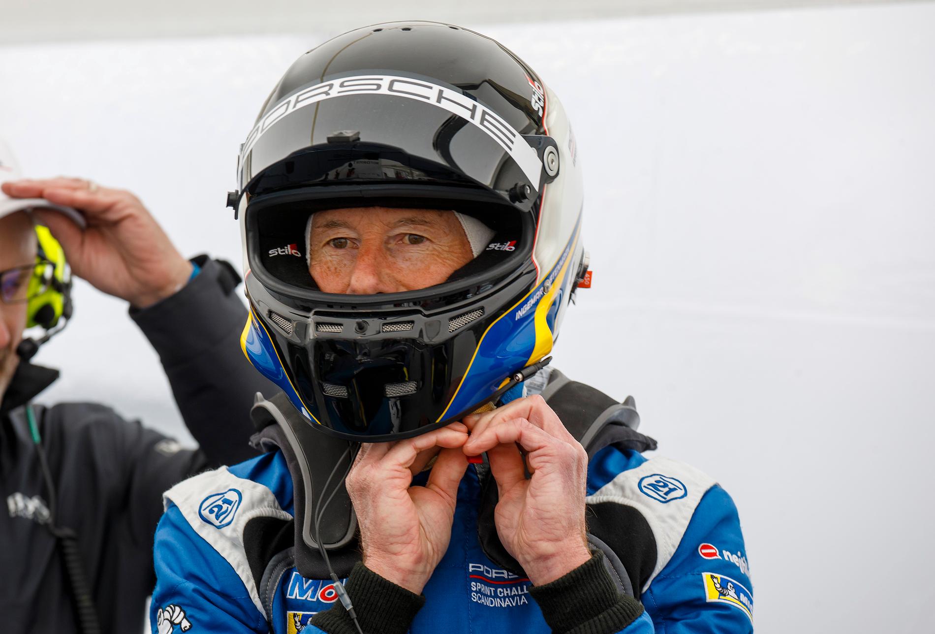 Ingemar Stenmark under Porsche Sprint Challenge vid premiären för racing-SM