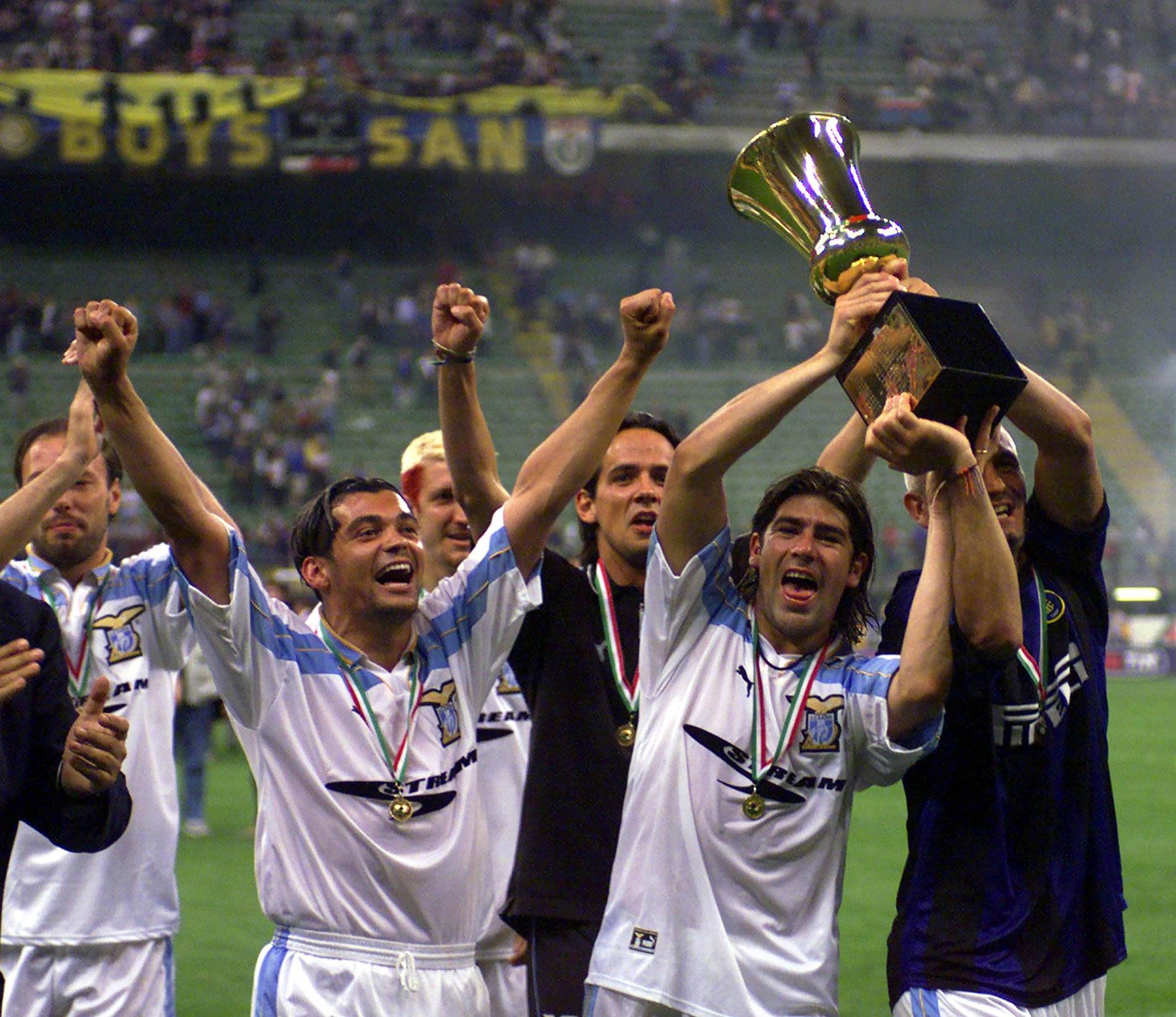 Sergio Conceicao, Simone Inzaghi, Marcelo Salas och Fabrizio Ravanelli med scudetton 2000.