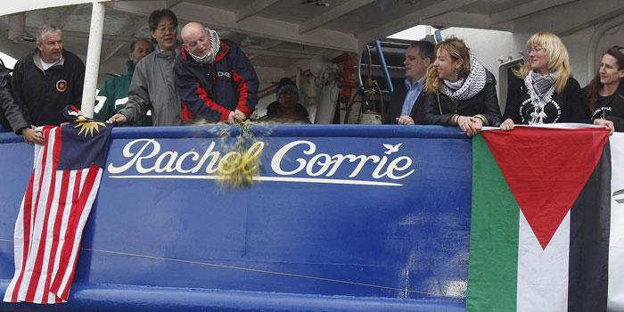 I maj döptes båten till Rachel Corrie med en flaska olivolja. Nu är den på väg till Gaza.