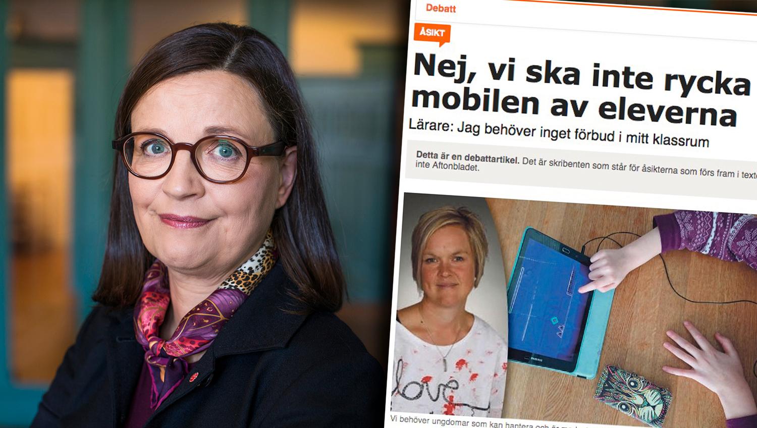 Med regeringens förslag om mobilförbud får läraren kontroll över klassrummet, skriver gymnasie- och kunskapslyftsminister Anna Ekström.