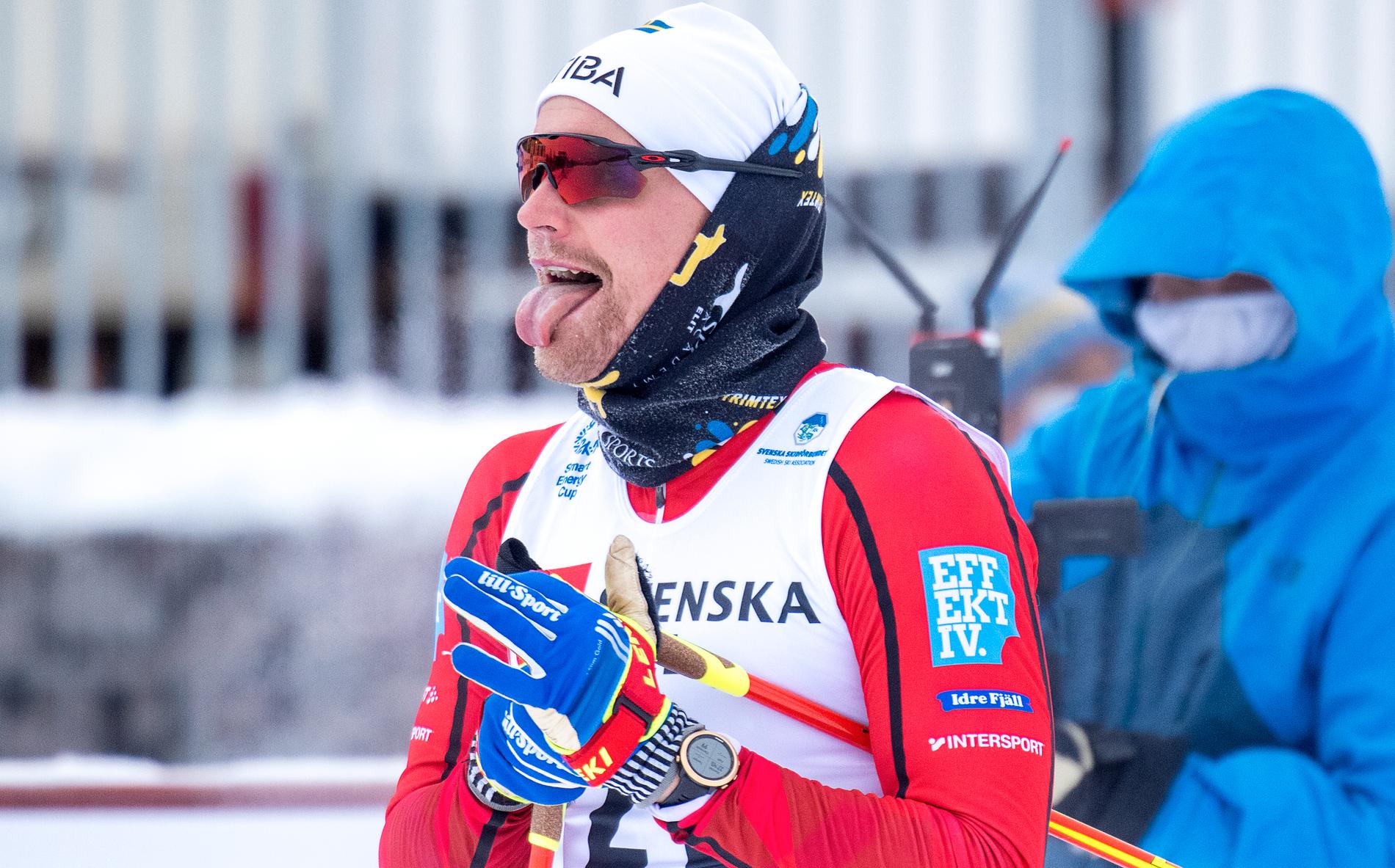 Karl-Johan Westberg efter sprintsegern i Falun. 