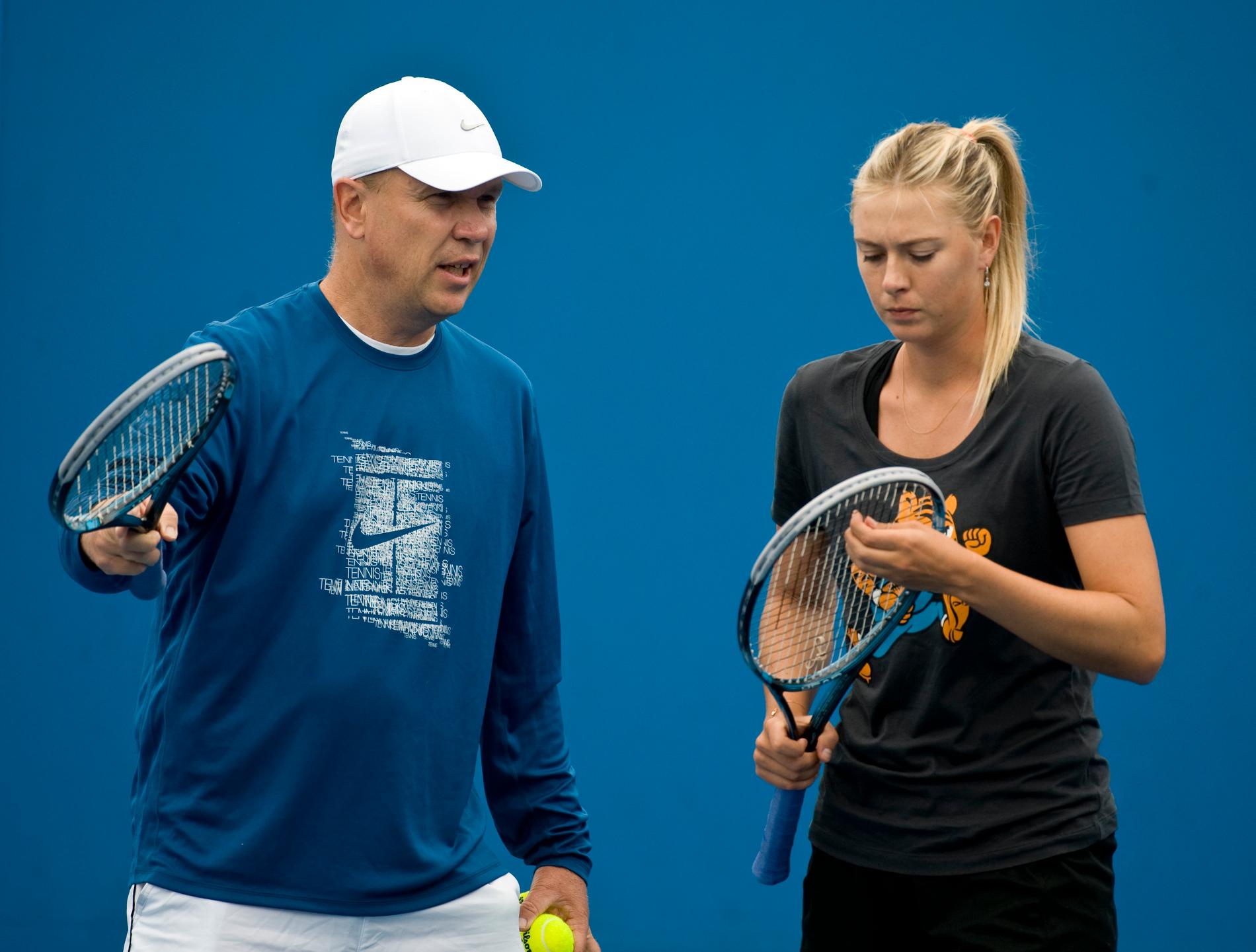 Svenske tränaren Thomas Högstedt tillsammans med Maria Sharapova 2012.