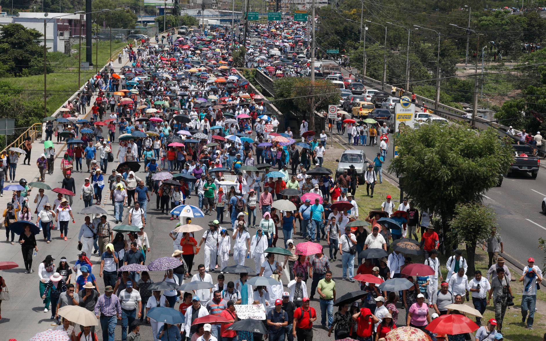 Demonstrationer mot president Juan Orlando Hernández i Tegucigalpa, Honduras.