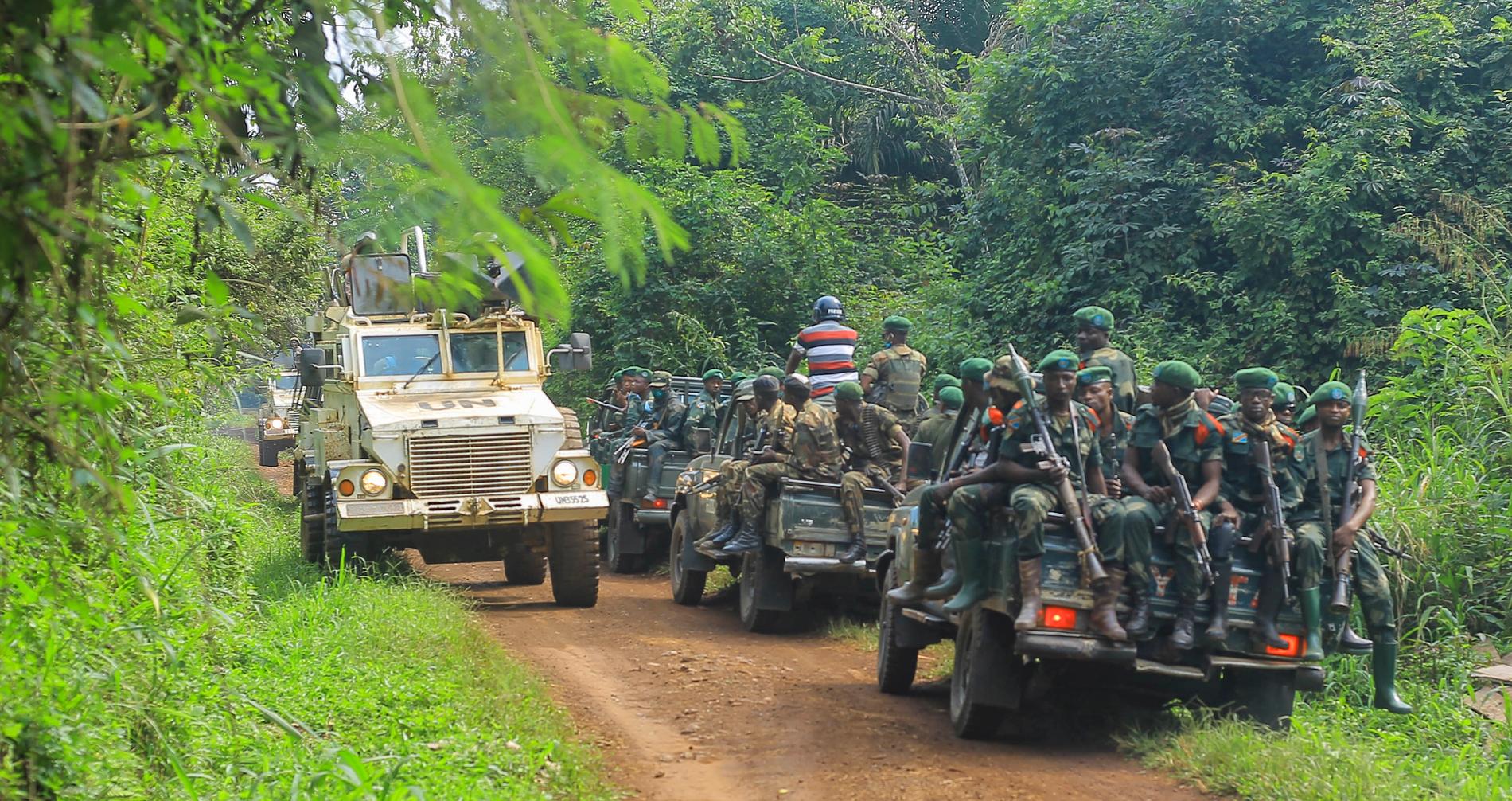 Kongolesiska säkerhetsstyrkor utanför Beni. Bilden har ingen koppling till händelsen i artikeln.