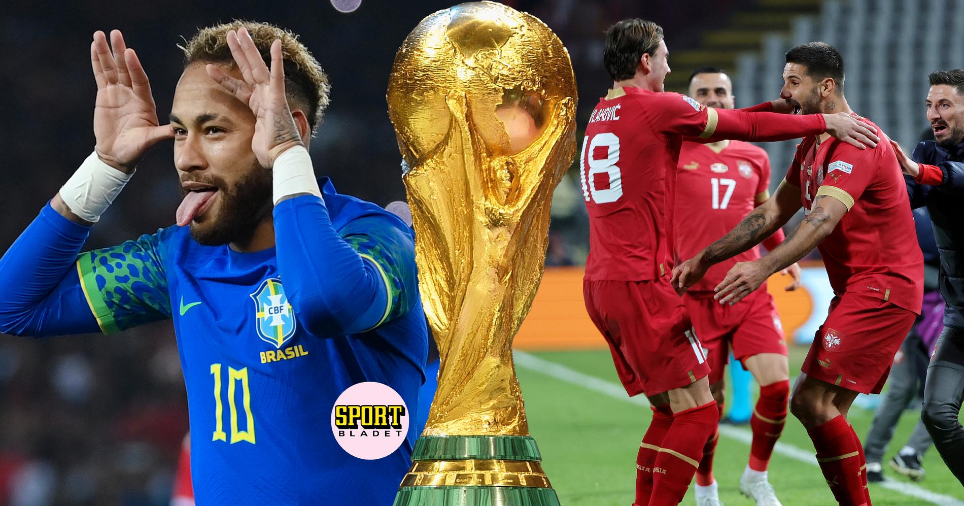 Brasilien möter Serbien i fotbolls-VM 2022. 