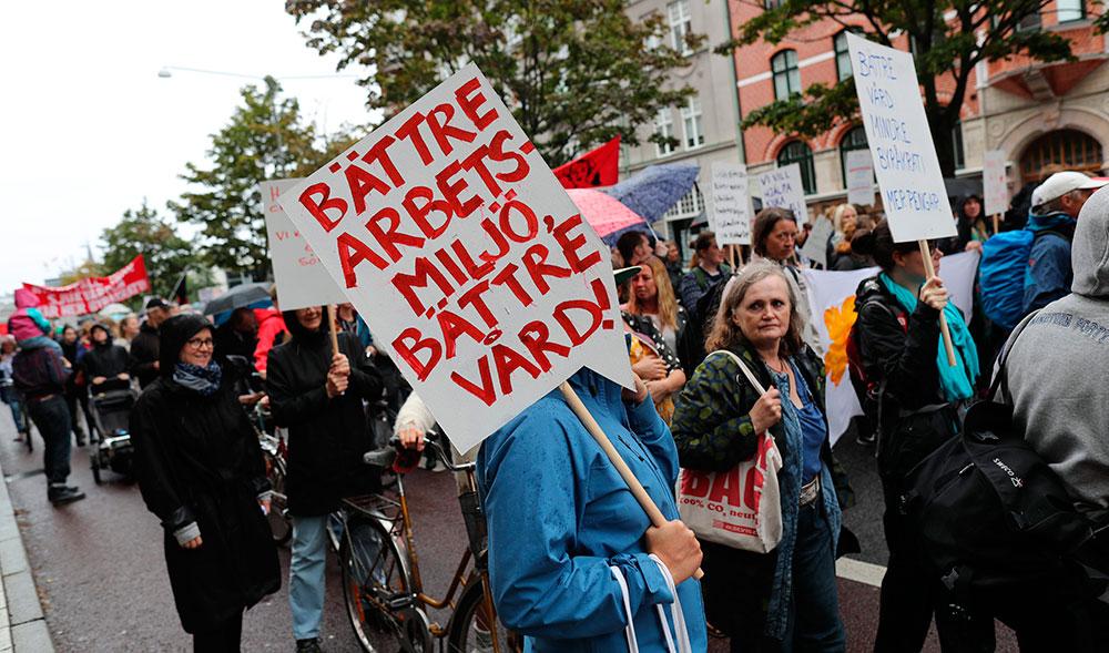 Vårdprotest i Malmö, för bättre arbetsmiljö.