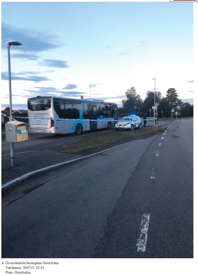Bild från Björkplan i Kiruna, där mordet inträffade på en stadsbuss.