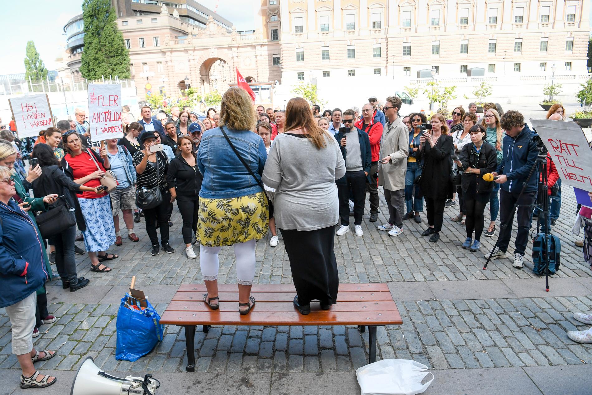 Manifestation på Mynttorget i Stockholm.