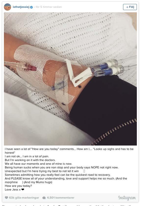 På sitt Instagram-konto har Jessie J postat en rad meddelanden och bilder från sjuksängen.