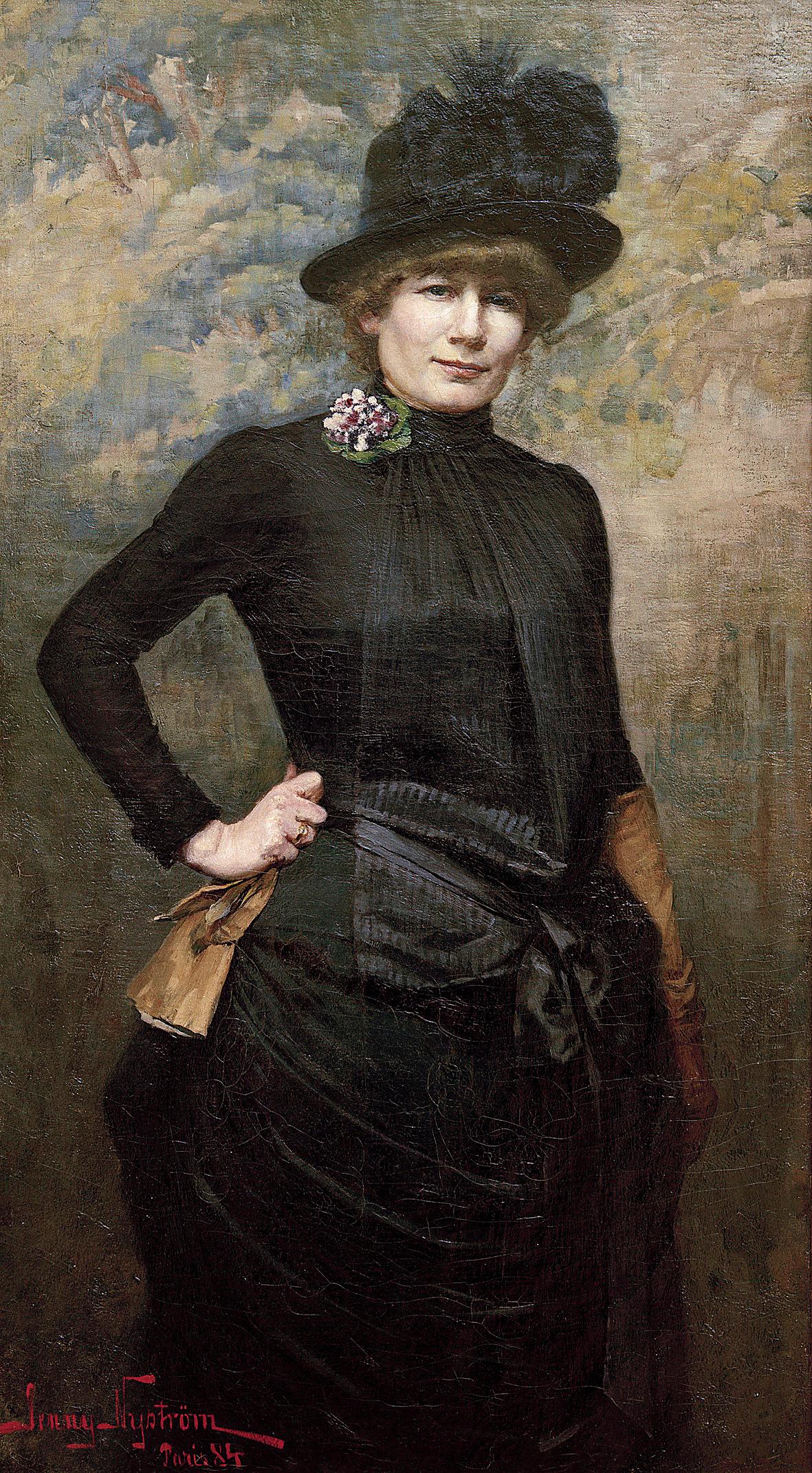 Jenny Nyström (1854–1946), självporträtt målat i Paris 1884, olja på duk.