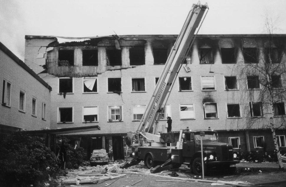 Västtyska ambassaden efter attentatet 1975.
