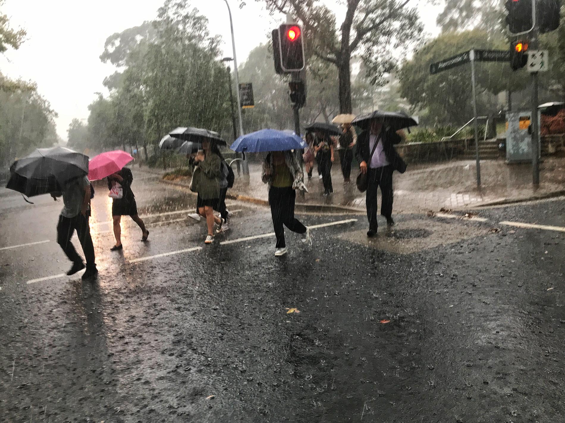 Regn har svept in över bland annat Sydney.