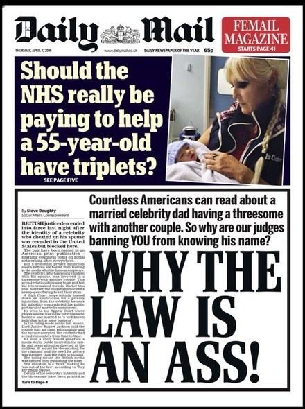 Daily Mail i onsdags, med rubriken ”Därför är lagen en åsna!”, där ordet för åsna givetvis också är amerikansk engelska för ordet ”arsle”.