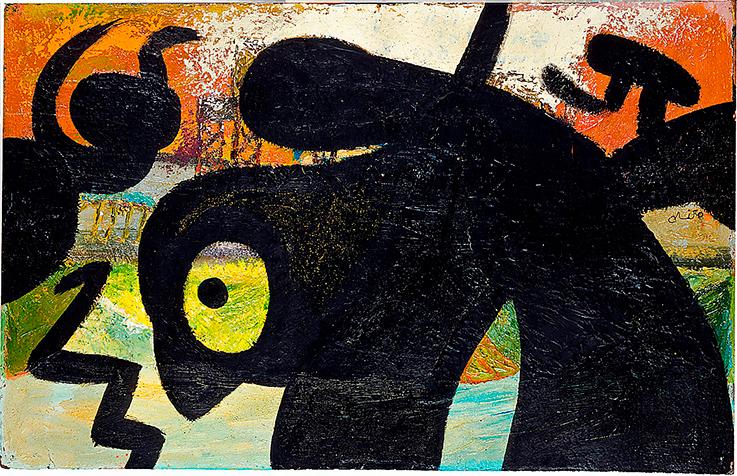 Joan Miró: ”Figure, birds”, 1973. Olja på duk.