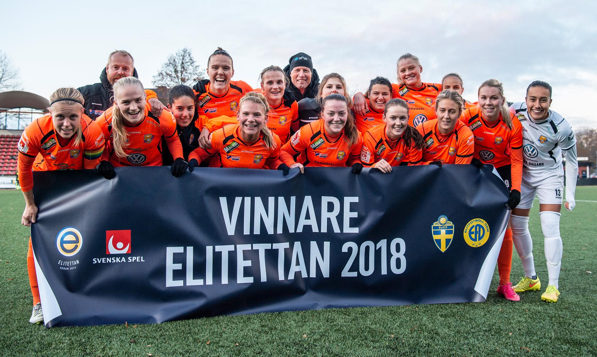 Kungsbacka efter avancemanget till Damallsvenskan 2018.
