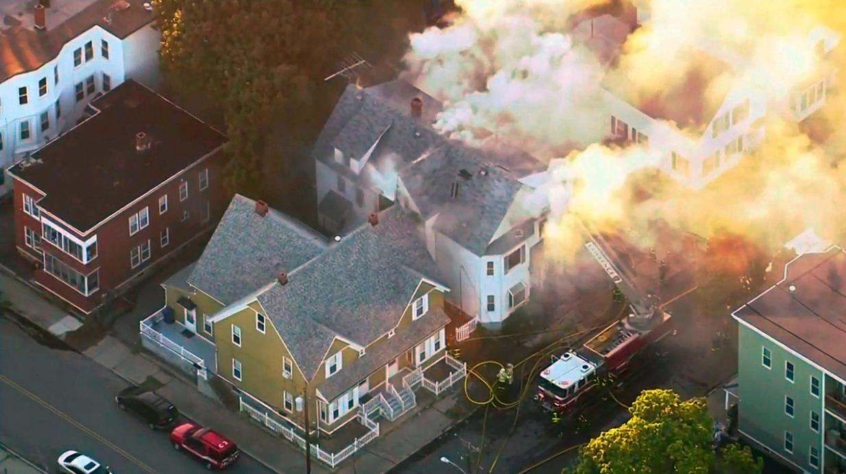 Så många som 70 explosioner och bränder har bekräftats av polisen i Massachusetts.
