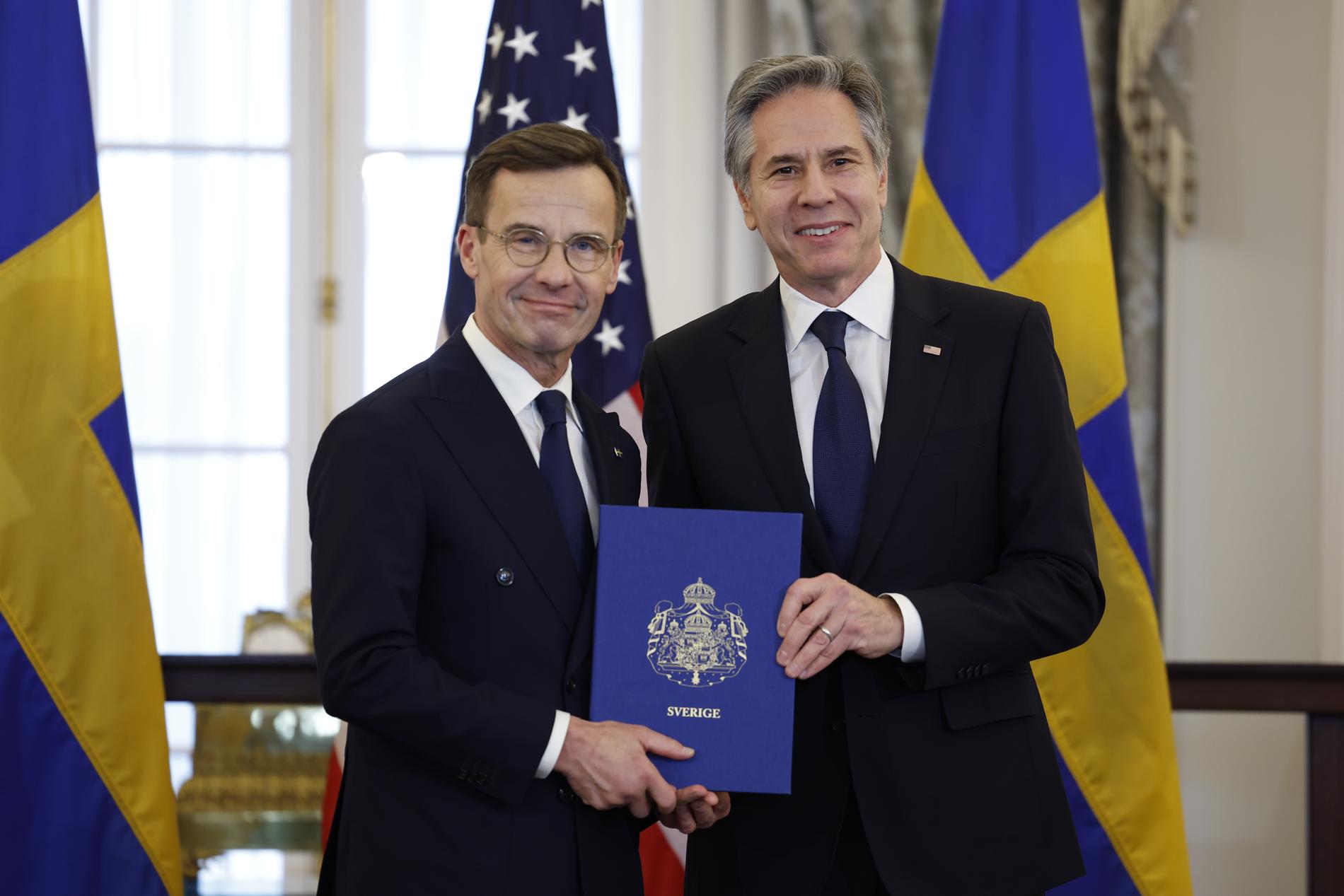 Ulf Kristersson och Antony Blinken, USA:s utrikesminister
