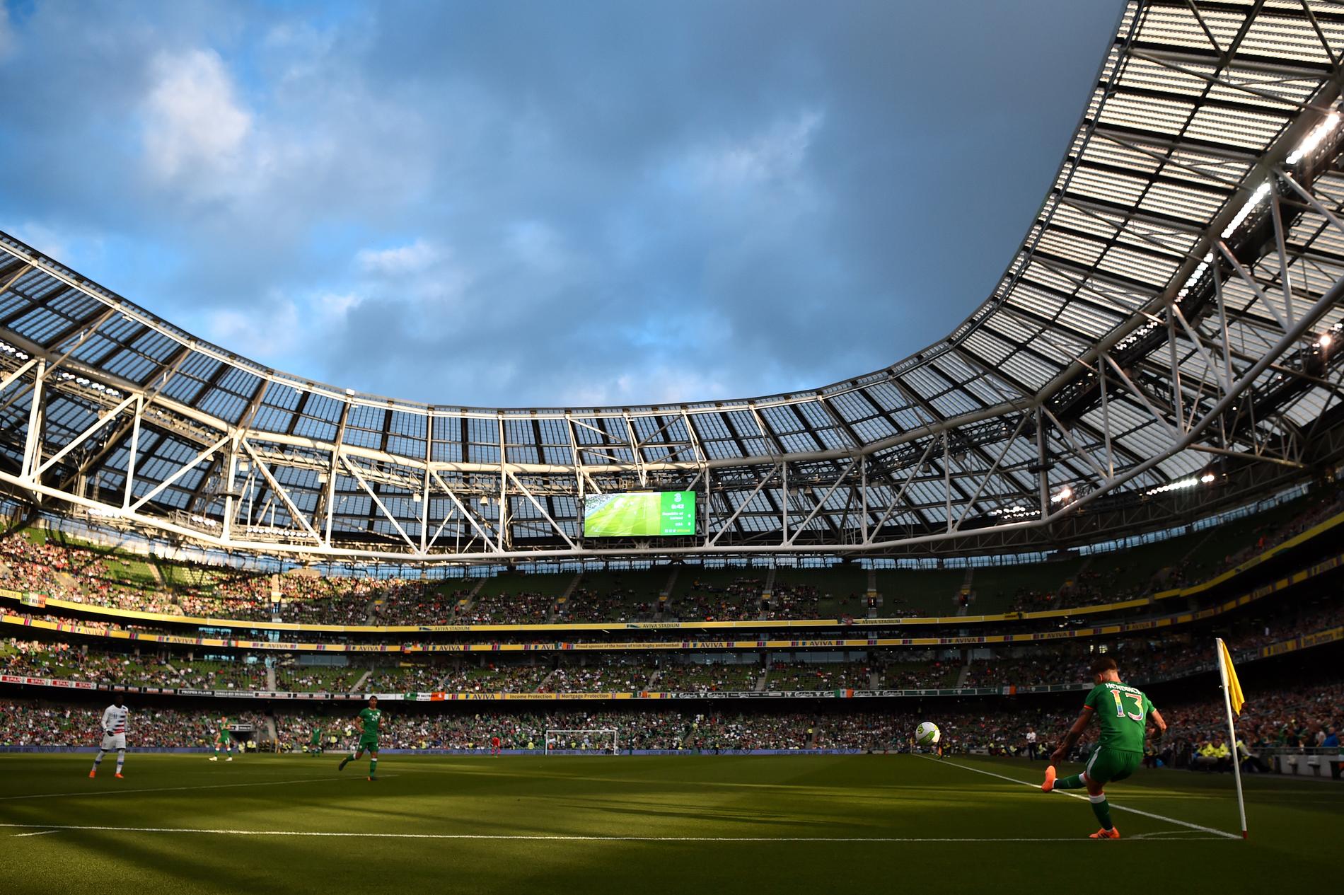 Aviva Stadium, Dublin. Kapacitet: 51 000. Byggår: 2010.