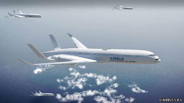 Plan som flyger i formation, som fåglarna, drar mindre bränsle, enligt Airbus.