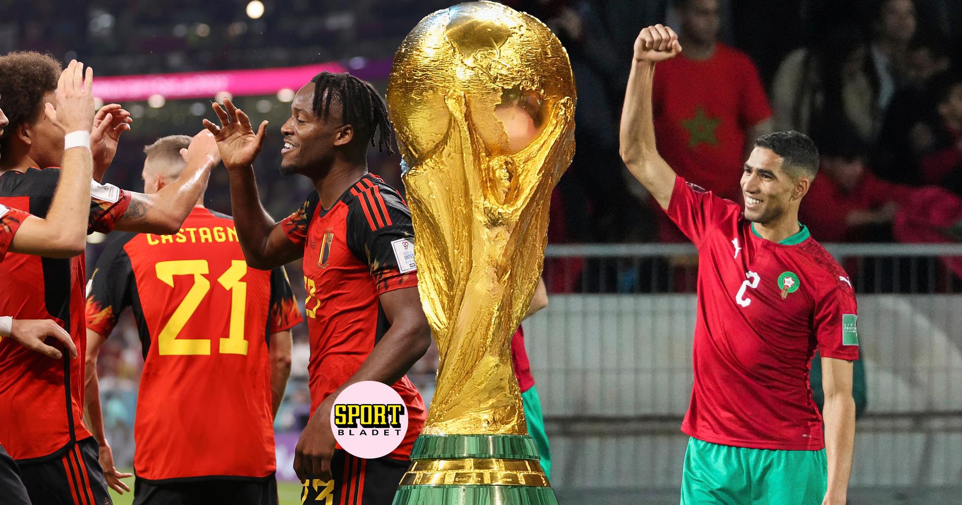 Belgien möter Marocko i fotbolls-VM 2022 .