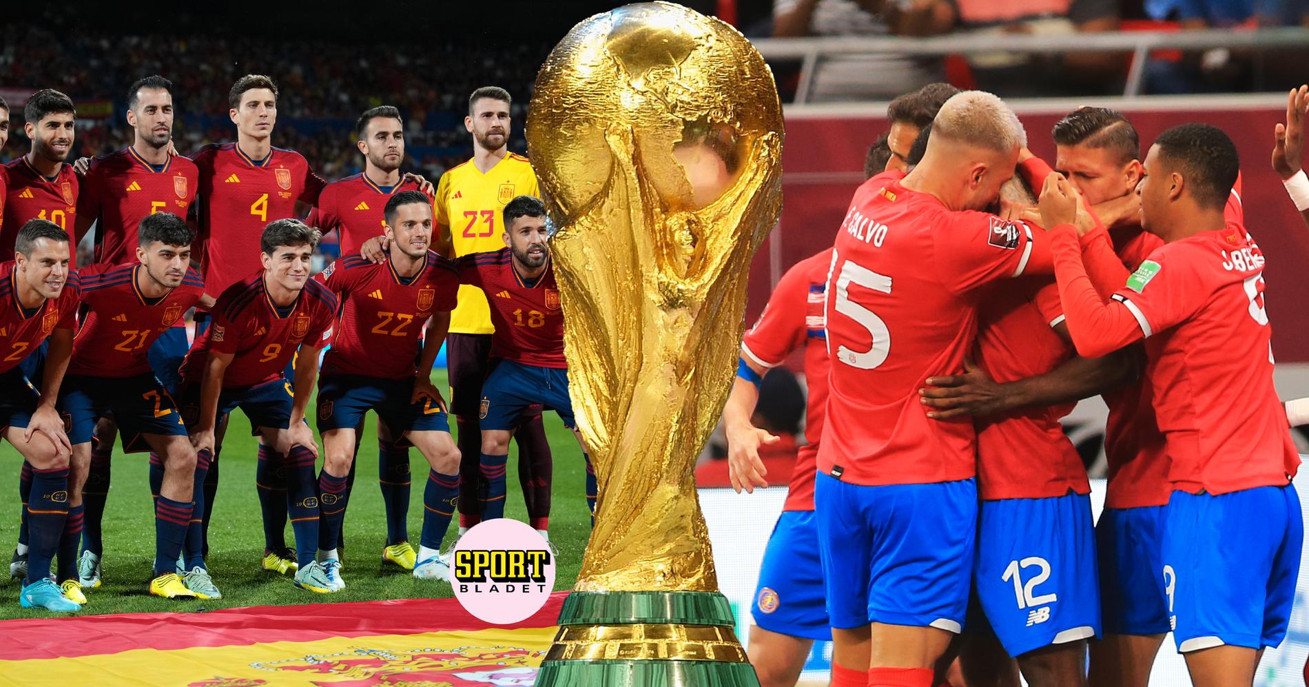 Spanien möter Costa Rica i fotbolls-VM 2022. 