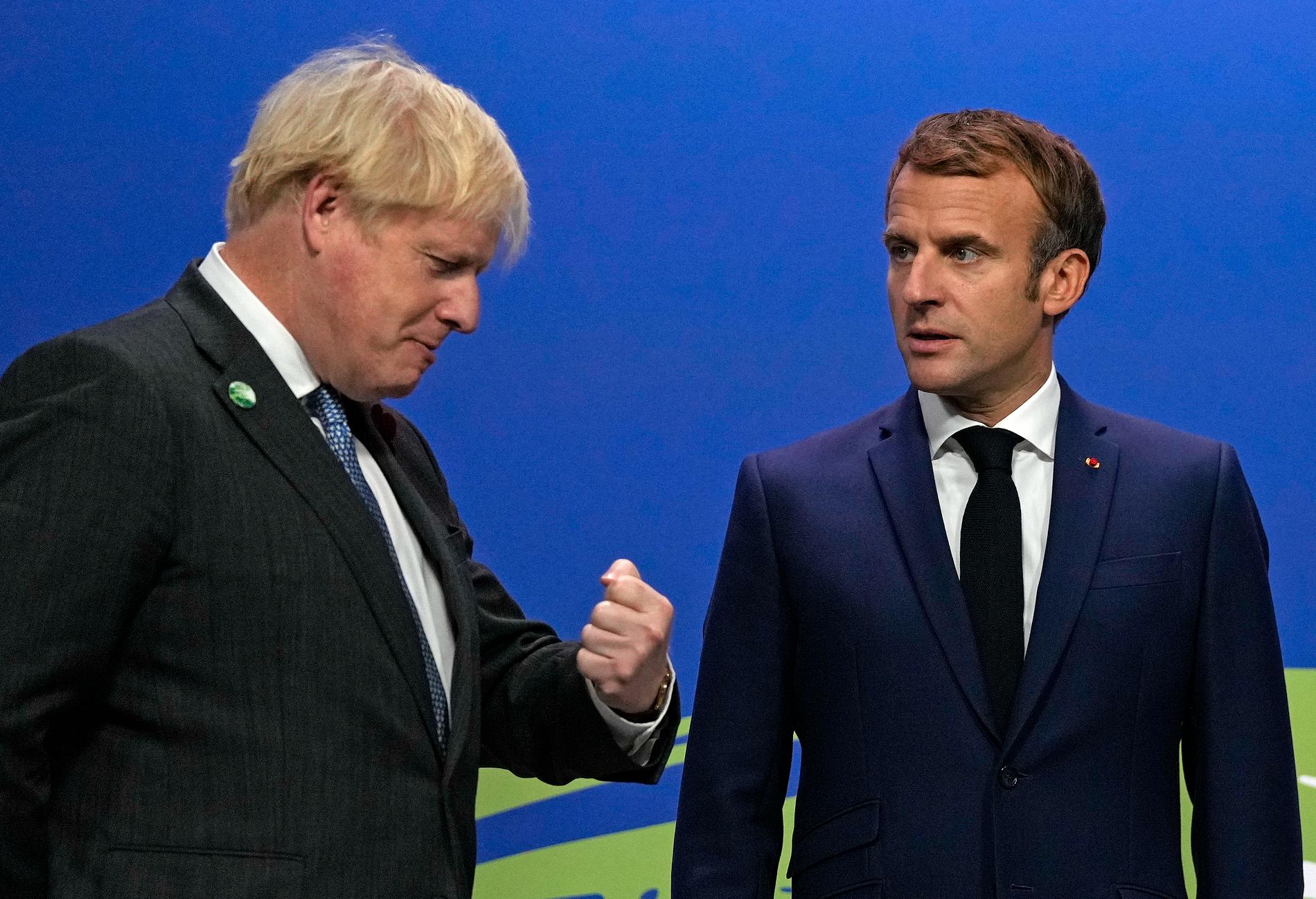 Boris Johnson och Emmanuel Macron under COP26 i höstas.