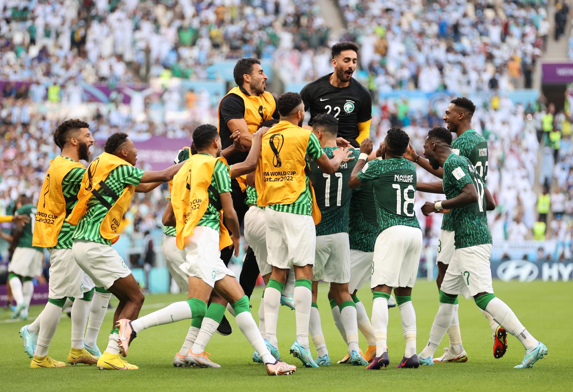 Saudiarabien slog Argentina i fotbolls-VM 2022. 