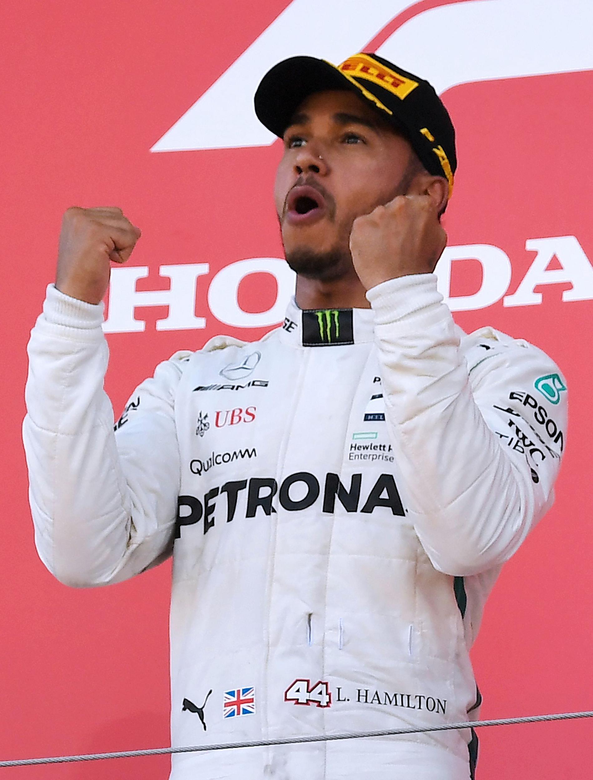 Lewis Hamilton jublade efter segern i Japans GP 2018.