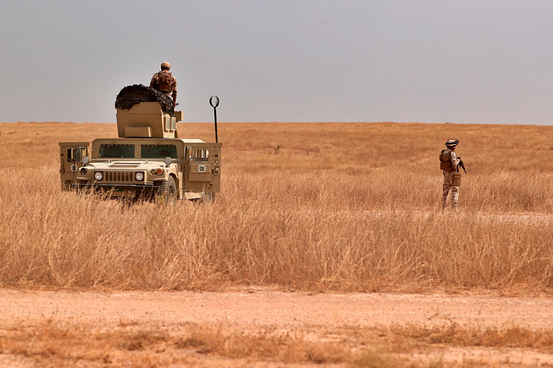 Irakiska säkerhetsstyrkor vid gränsen mot Syrien. Arkivbild.